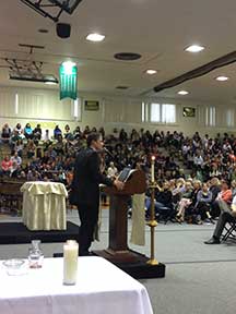 The superintendent of Catholic schools in the Archdiocese of Seattle, Dr. Patrick Haggerty, addressed the gathering at Teacher Excellence Day. 