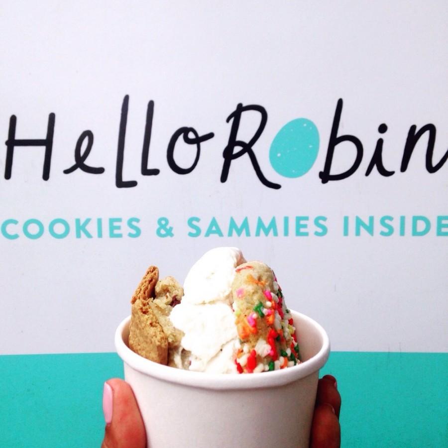 Molly Moons Vanilla ice cream paired with Hello Robins birthday cake cookies.