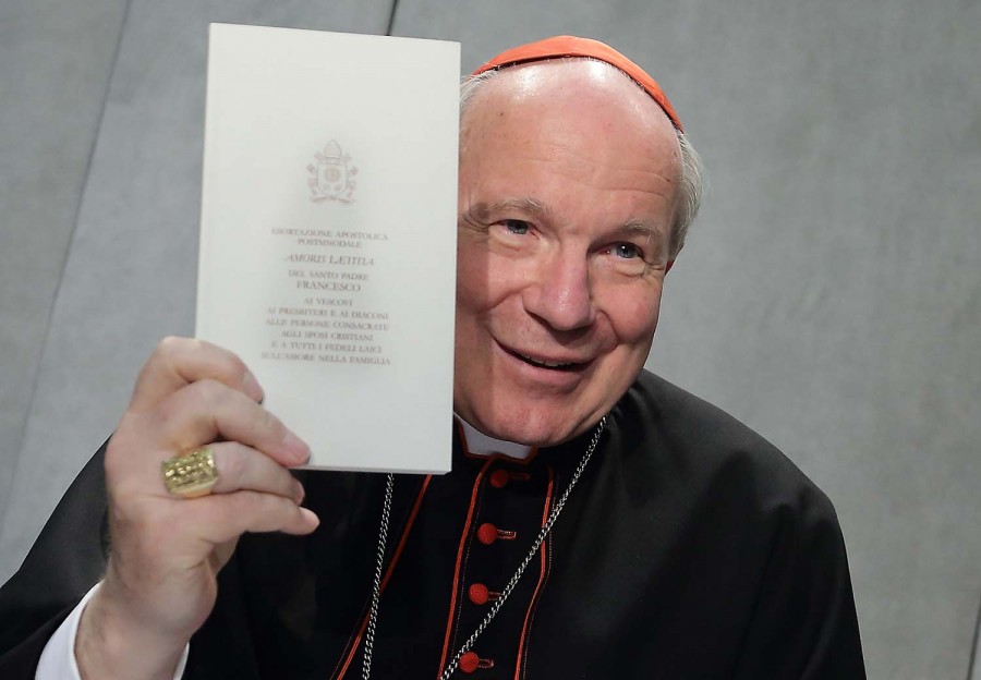 Cardinal Christoph Schonborn holds the Apostolic Exhortation "Amoris Laetitia," or The Joy of Love, by Pope Francis on April 8, 2016 during a press conference in the Vatican Holy Press Room at the Vatican in Vatican City. (Evandro Inetti/Zuma Press/TNS)