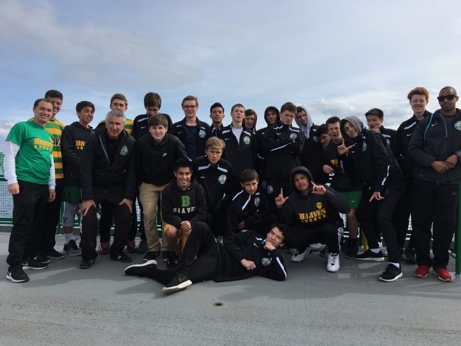 The Varsity Boys Soccer team enjoying the ride over to Bainbridge Island.