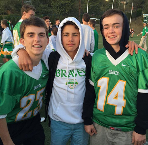 Lucas Gerda Perez hangs out with two of his friends, Jake Freeman (far left) and Jojo Wass (far right).