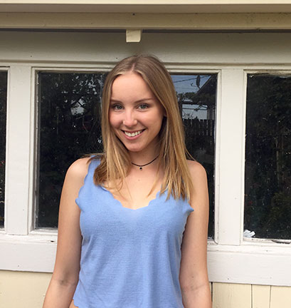 Miriam poses outside of her host familys house, her home for the year