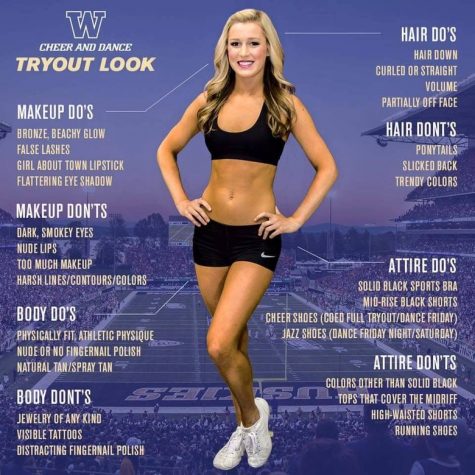 University of Washington cheerleader tryout advert.