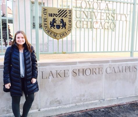 Catherine Mead- Smith outside of her future home, Loyola University Chicago.