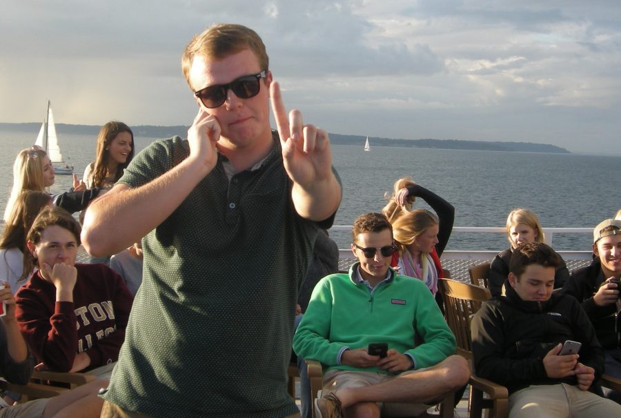 Senior Jon Williams starts a dance circle on the Senior Cruise, hosted on September 18, 2016. 