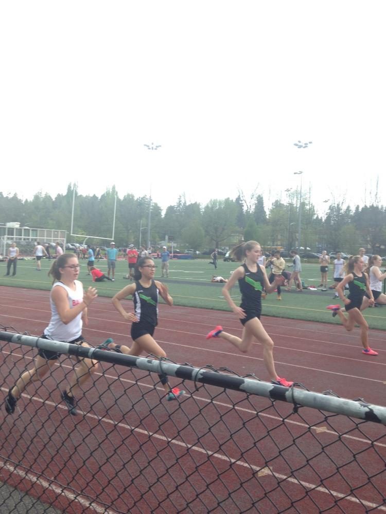 Mia Roa and Abby Hawkins race the 100 meter dash before the temporal change.