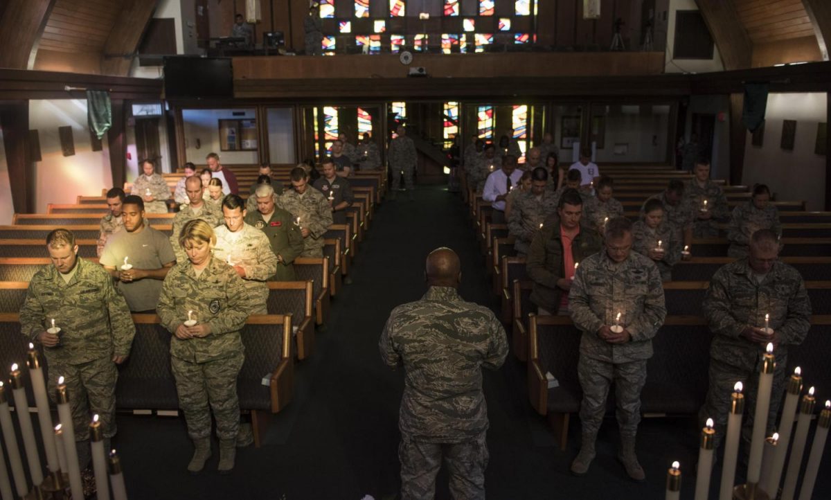 A vigil was held at the Nellis Air Force Base, Nevada, in response to the common fears surrounding the Las Vegas shooting.