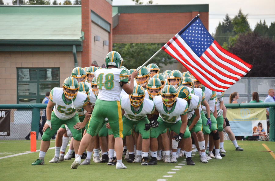 Football Team with Flag