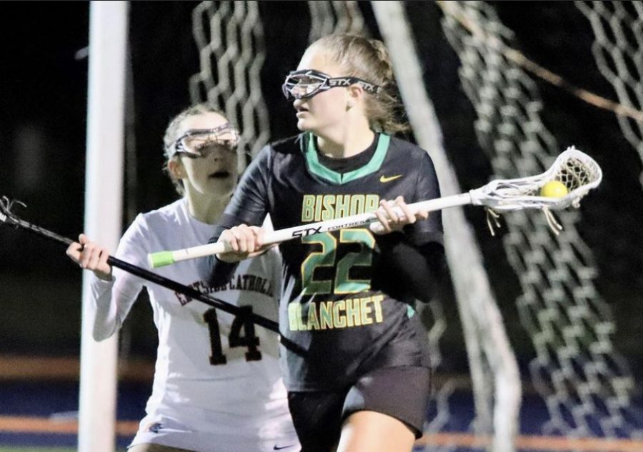 Junior Gabby Jensen defending in Eastside Catholic game. 