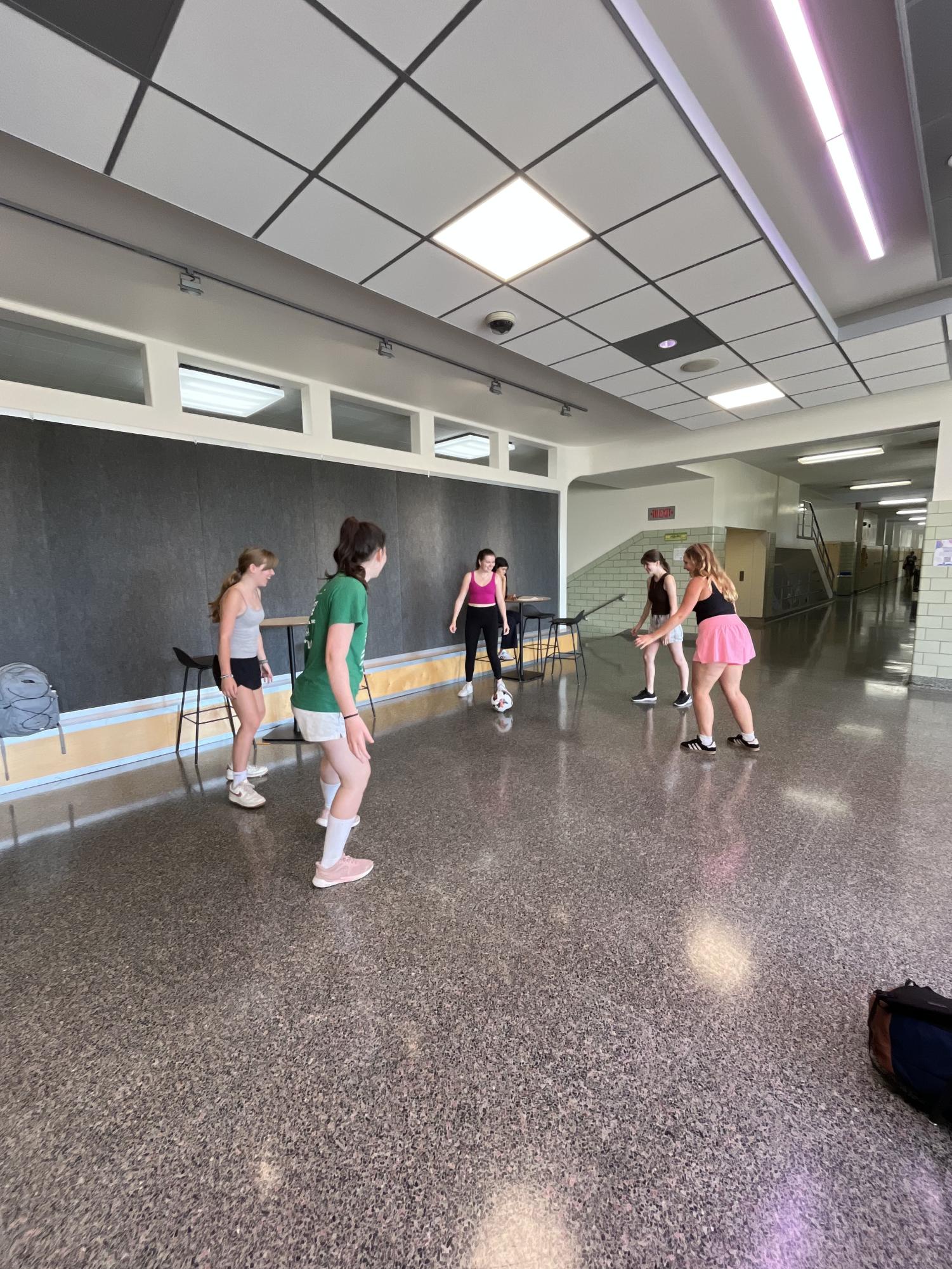 PRACTICE MAKES PERFECT! Students come together to practice their soccer skills as they prepare for day two of auditions. As The Wolves is a play that focuses on soccer, actors must showcase their athletic abilities. 